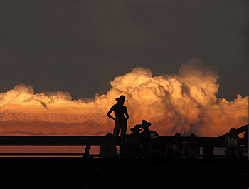 Cowgirl Sunset, fences, cowboys, rodeo, fun, sunsets, famous, cowgirls, outdoors, ranch, girls, women, female HD wallpaper