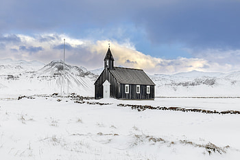 Budir-Church, Black, iceland, Budir, Church HD wallpaper