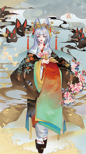 Geisha 11, dress, art, creative_art, japan, japon, anime, fox HD phone wallpaper