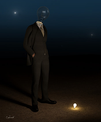 Dark, Miscellanea, Miscellaneous, Human, Person, Illusion, Light Bulb, Surrealism HD phone wallpaper