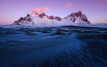 Vestrahorn Mountain Iceland, icelend, vestrahorn, snow, mountain, winter HD wallpaper