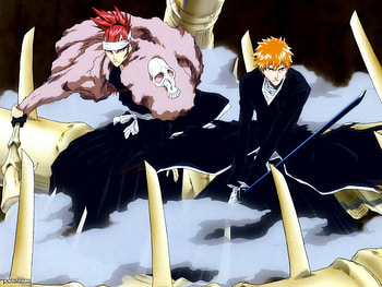 Renji & Ichigo, ichigo, weapons, ichigo kurosaki, bleach, bankai, anime, kurosaki ichigo, swords, renji, renji abarai, abarai renji HD wallpaper
