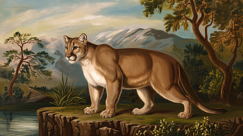 Majestic Mountain Lion - Ultra, Mountain Lion, Wildlife, nature, painting, landscape HD wallpaper