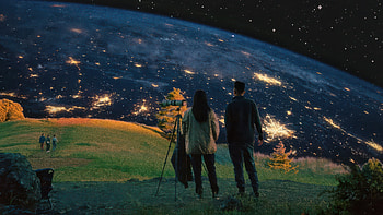 Seeing The Universe Together, couple, universe, galaxy, artist, artwork, digital-art HD wallpaper