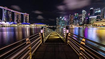 Singapore Skyline, Nighttime allure, City at dusk, Mesmerizing views HD wallpaper