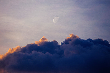 Blue clouds, blur moon, sky HD wallpaper