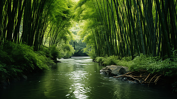 Enchanting Bamboo Forest River, forest, river, nature, bamboo HD wallpaper
