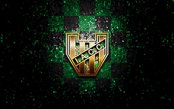 CA Nueva Chicago, glitter logo, Primera Nacional, green black checkered background, soccer, argentinian football club, CA Nueva Chicago logo, Club Atletico Nueva Chicago, mosaic art, football, Nueva Chicago FC HD wallpaper