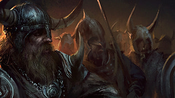 viking helmet shield sword horn beard warrior viking HD wallpaper