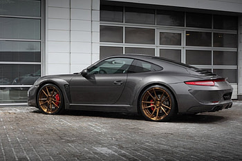 Porsche 991 Carrera 4S by Topcar, Gray, Sports Car, Gold Rims, Porsche HD wallpaper