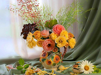 teapot with roses, still life, flowers, graphy, teapot HD wallpaper