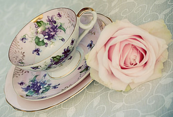 Cup tea with pink rose, soft pastel, pink rose, cup, tea time HD wallpaper