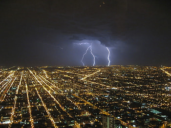 Lightning Over Chicago, Lightning, Cities, Chicago HD wallpaper