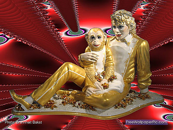 My Idol Michael Jackson and Chimp Bubbles, michael jackson, idol, bubbles, statue HD wallpaper