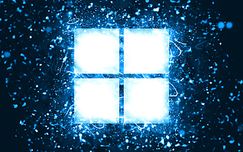 Microsoft blue logo, , blue neon lights, creative, blue abstract background, Microsoft logo, Windows 11 logo, brands, Microsoft HD wallpaper