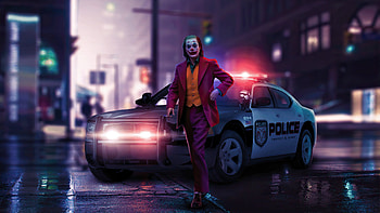 Joker Police Car HD wallpaper