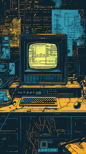 Vintage Computer Desk Aesthetic, computer HD phone wallpaper