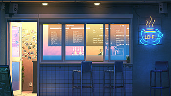BJ65 art lofi, Cafe drawing paint HD wallpaper