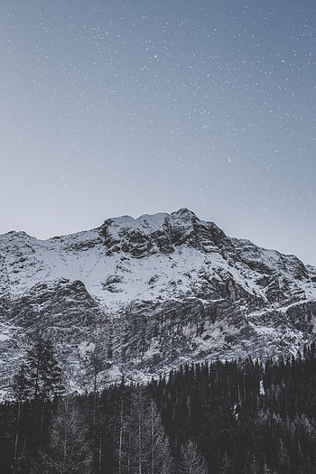 Nature, Sky, Stars, Mountain, Vertex, Top, Snow Covered, Snowbound, Snowfall HD phone wallpaper