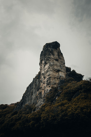 Nature, Trees, Rock, Mountain, Vertex, Top HD phone wallpaper