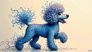 Whimsical Blue Poodle: Ultra, poodle, dog, blue, cartoon, artistic HD wallpaper