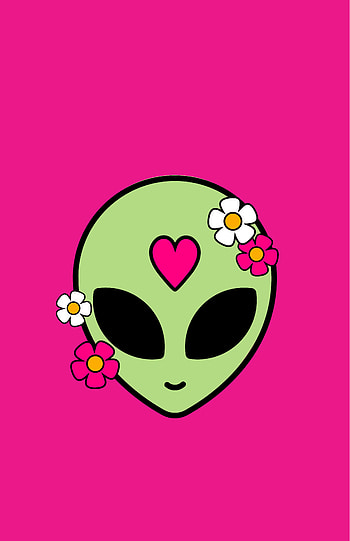 Little girlish alien, head, flowers HD phone wallpaper