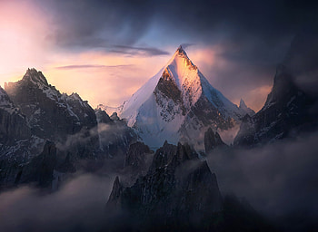 Mountain, sky, nature, snow HD wallpaper