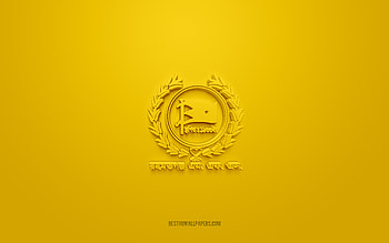 Rahmatgonj MFS, creative 3D logo, yellow background, Bangladesh Premier League, 3d emblem, Bangladeshi football club, Bangladesh, 3d art, football, Rahmatganj MFS 3d logo HD wallpaper