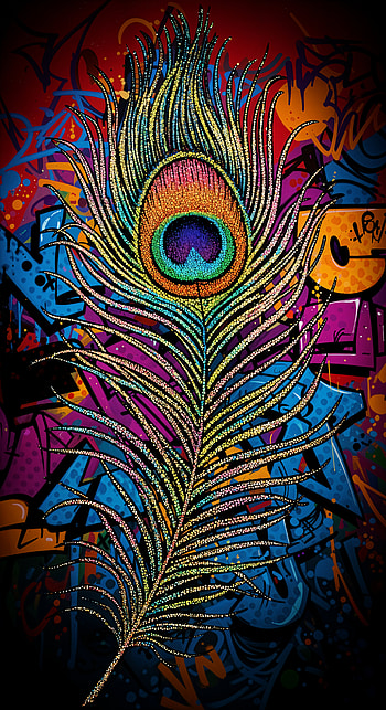 Peacock Feather Vibes: Vibrant , Street Art, vibrant colors HD phone wallpaper