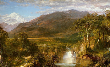 Greatness, Nature, Art, Mountains, Waterfall, Painting, Canvas, Grandeur, Oil, Butter HD wallpaper