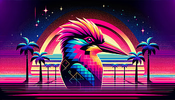 Retro Synthwave Woodpecker, woodpecker, retro, bird, tropical, Digital Art HD wallpaper