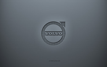 Volvo logo, gray creative background, Volvo emblem, gray paper texture, Volvo, gray background, Volvo 3d logo HD wallpaper