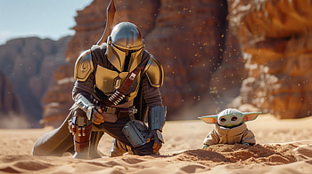 Mandalorian and Grogu - Star Wars Series, movie, Star Wars, The Mandalorian (Character), The Mandalorian (TV Show), Grogu (Star Wars) HD wallpaper