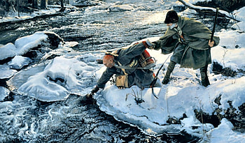 Helping Hand, winter, art, landscape, beautiful, Mohawk, Native American, wide screen, painting, snow HD wallpaper