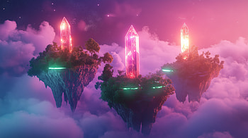 Ethereal Pink Crystals: An Wonderland, ethereal, crystal, pink, island HD wallpaper