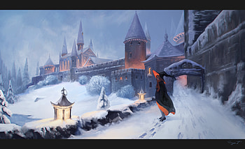 Enchanting Snowy Castle: A Ultra Journey, snow, wizard, witch, castle, snowy landscape HD wallpaper