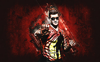Kombat Cup Johnny Cage, Mortal Kombat Mobile, Kombat Cup Johnny Cage MK Mobile, Mortal Kombat, red stone background, Mortal Kombat Mobile characters, grunge art, Kombat Cup Johnny Cage Mortal Kombat HD wallpaper