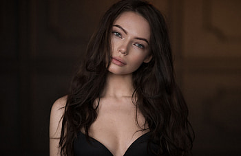 Inna Tkachuk, black dress, girl model, portrait HD wallpaper