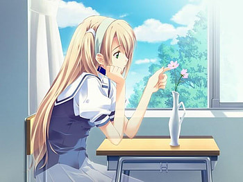 Lovley but boring day, sunny, girl, flowers, window HD wallpaper