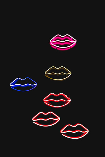 Dark, Miscellanea, Miscellaneous, Multicolored, Motley, Neon, Glow, Lips HD phone wallpaper
