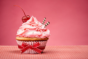 Cupcake, food, cherry, cream HD wallpaper