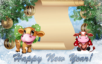 Year of the Ox, ox, cow, zodiac, craciun, christmas, chinese, card, new year HD wallpaper