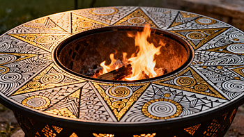 Mosaic Ember Fire Pit — Ultra, fire pit, fire, mosaic HD wallpaper