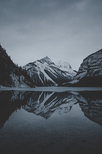 Landscape, Nature, Mountains, Twilight, Lake, Dusk, Snow Covered, Snowbound HD phone wallpaper
