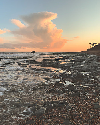 Nature, Sunset, Stones, Pebble, Sea, Coast HD phone wallpaper
