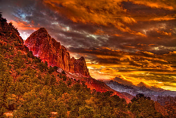 Gorgeous mountain, awesome, red, gorgeous, clouds, sky, amazing, high, mountain HD wallpaper
