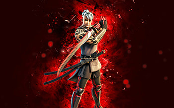 Ronin, , red neon lights, Fortnite Battle Royale, Fortnite characters, Ronin Skin, Fortnite, Ronin Fortnite HD wallpaper