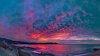 Sunset over California State Park Point Lobos, Monterey Bay, sea, colors, clouds, sky, usa, fiery HD wallpaper
