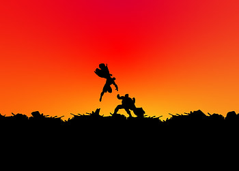 Batman vs superman, silhouette, fight, artwork HD wallpaper