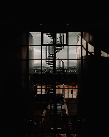 Architecture, Dark, Window, Stairs, Ladder, Premises, Room, Screw, Helical HD phone wallpaper